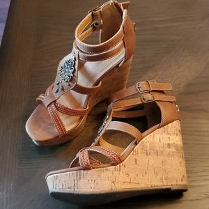 Brown wedge sandal